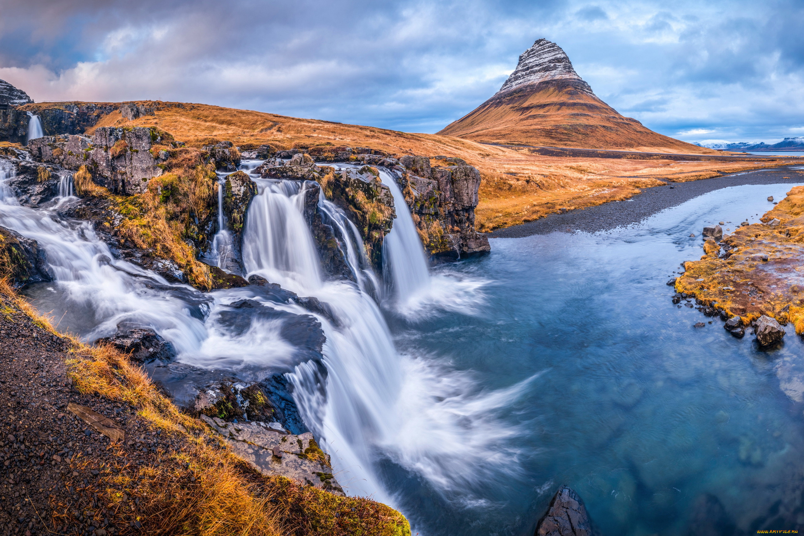 kirkjufell mountain and waterfall, iceland, , , kirkjufell, mountain, and, waterfall